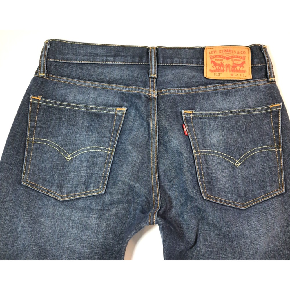 Levi's 513 Jeans Men's 31x32. Blue Denim Dark Wash Cotton Slim Straight